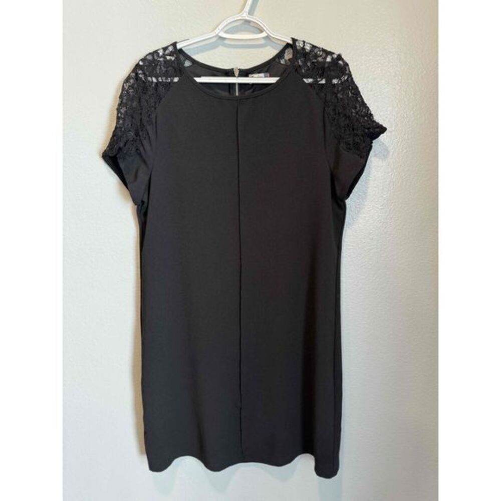Kut From The Kloth Black Lace Sleeves Round Neck Zip Closure Mini Dress Size 12